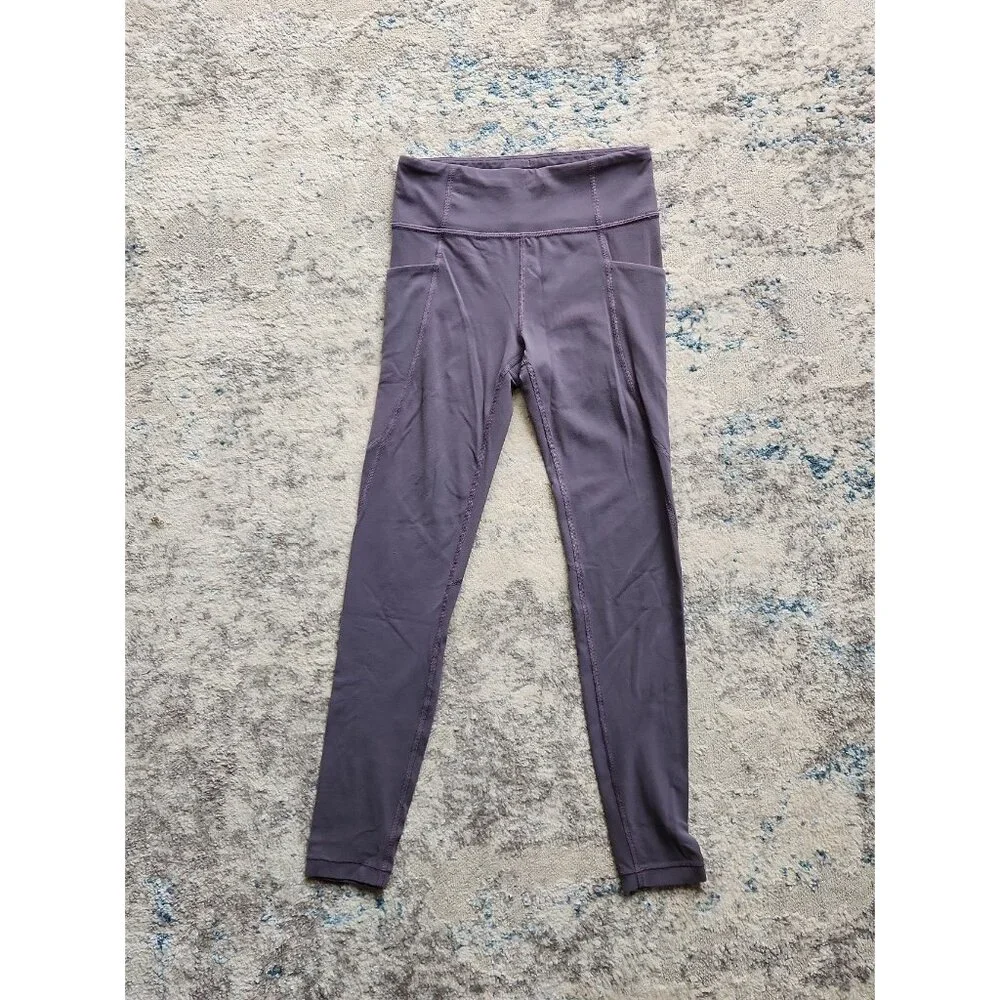 Athleta Girl Size Large 12 High Rise Stash Your Treasures Tights Purple Athletic